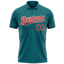 Charger l&#39;image dans la galerie, Custom Teal Red-White Performance Vapor Golf Polo Shirt
