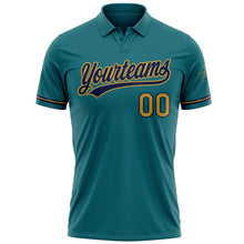 Charger l&#39;image dans la galerie, Custom Teal Old Gold-Navy Performance Vapor Golf Polo Shirt
