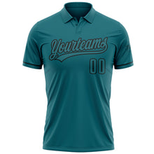 Charger l&#39;image dans la galerie, Custom Teal Black Performance Vapor Golf Polo Shirt
