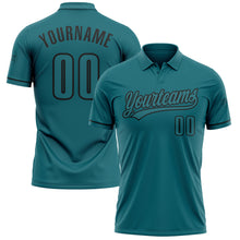 Charger l&#39;image dans la galerie, Custom Teal Black Performance Vapor Golf Polo Shirt
