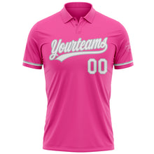 Laden Sie das Bild in den Galerie-Viewer, Custom Pink White-Gray Performance Vapor Golf Polo Shirt
