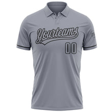 Загрузить изображение в средство просмотра галереи, Custom Gray Black Performance Vapor Golf Polo Shirt
