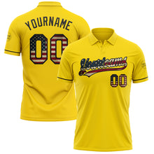 Charger l&#39;image dans la galerie, Custom Yellow Vintage USA Flag-Black Performance Vapor Golf Polo Shirt
