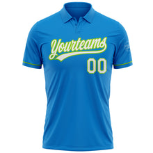Laden Sie das Bild in den Galerie-Viewer, Custom Blue White-Neon Green Performance Vapor Golf Polo Shirt
