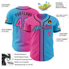 Load image into Gallery viewer, Custom Sky Blue Pink-Black Authentic Gradient Fashion Baseball Jersey
