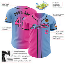 Загрузить изображение в средство просмотра галереи, Custom Light Blue Pink-Black Authentic Gradient Fashion Baseball Jersey
