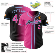 Laden Sie das Bild in den Galerie-Viewer, Custom Black Pink-Light Blue Authentic Gradient Fashion Baseball Jersey
