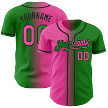 Загрузить изображение в средство просмотра галереи, Custom Grass Green Pink-Black Authentic Gradient Fashion Baseball Jersey
