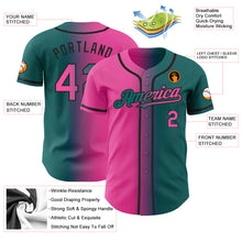 Load image into Gallery viewer, Custom Teal Pink-Black Authentic Gradient Fashion Baseball Jersey
