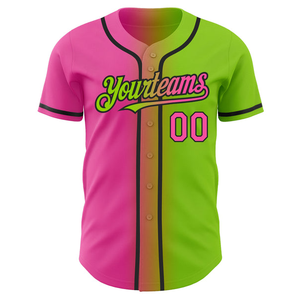 Cheap Custom Neon Green Black Pinstripe Pink-Black Authentic Baseball Jersey  Free Shipping – CustomJerseysPro