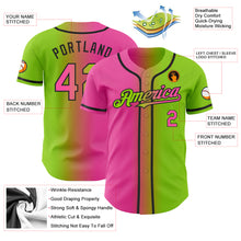 Загрузить изображение в средство просмотра галереи, Custom Neon Green Pink-Black Authentic Gradient Fashion Baseball Jersey
