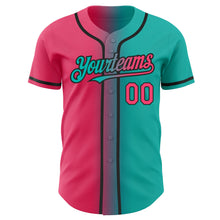 Load image into Gallery viewer, Custom Aqua Neon Pink-Black Authentic Gradient Fashion Baseball Jersey
