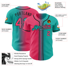 Load image into Gallery viewer, Custom Aqua Neon Pink-Black Authentic Gradient Fashion Baseball Jersey
