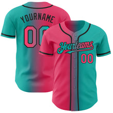 Load image into Gallery viewer, Custom Aqua Neon Pink-Black Authentic Gradient Fashion Baseball Jersey
