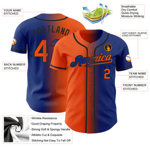 Custom Royal Orange-Black Authentic Gradient Fashion Baseball Jersey