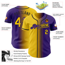 Загрузить изображение в средство просмотра галереи, Custom Purple Yellow-Black Authentic Gradient Fashion Baseball Jersey
