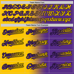 Custom Purple Yellow-Black Authentic Gradient Fashion Baseball Jersey