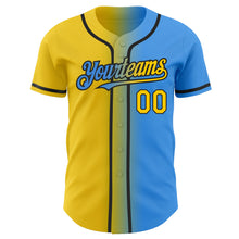 Загрузить изображение в средство просмотра галереи, Custom Electric Blue Yellow-Black Authentic Gradient Fashion Baseball Jersey
