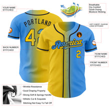 Загрузить изображение в средство просмотра галереи, Custom Electric Blue Yellow-Black Authentic Gradient Fashion Baseball Jersey
