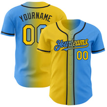 Загрузить изображение в средство просмотра галереи, Custom Electric Blue Yellow-Black Authentic Gradient Fashion Baseball Jersey
