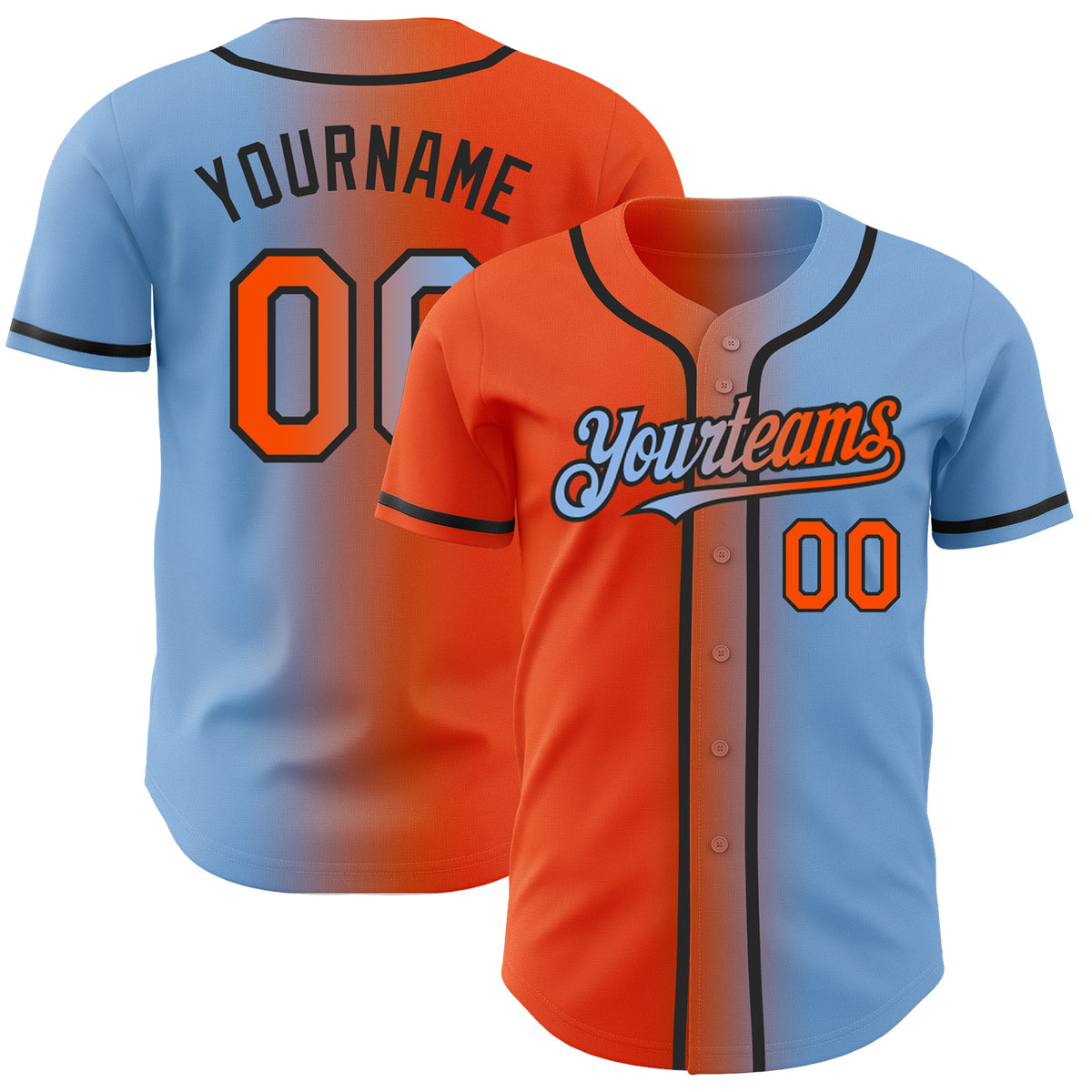 Custom Women’s Gradient Baseball Jersey Shirts Orange Blue / L