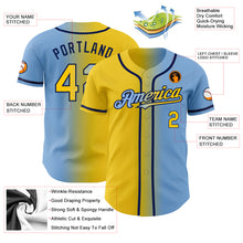 Загрузить изображение в средство просмотра галереи, Custom Light Blue Yellow-Navy Authentic Gradient Fashion Baseball Jersey
