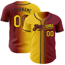 Загрузить изображение в средство просмотра галереи, Custom Crimson Yellow-Black Authentic Gradient Fashion Baseball Jersey
