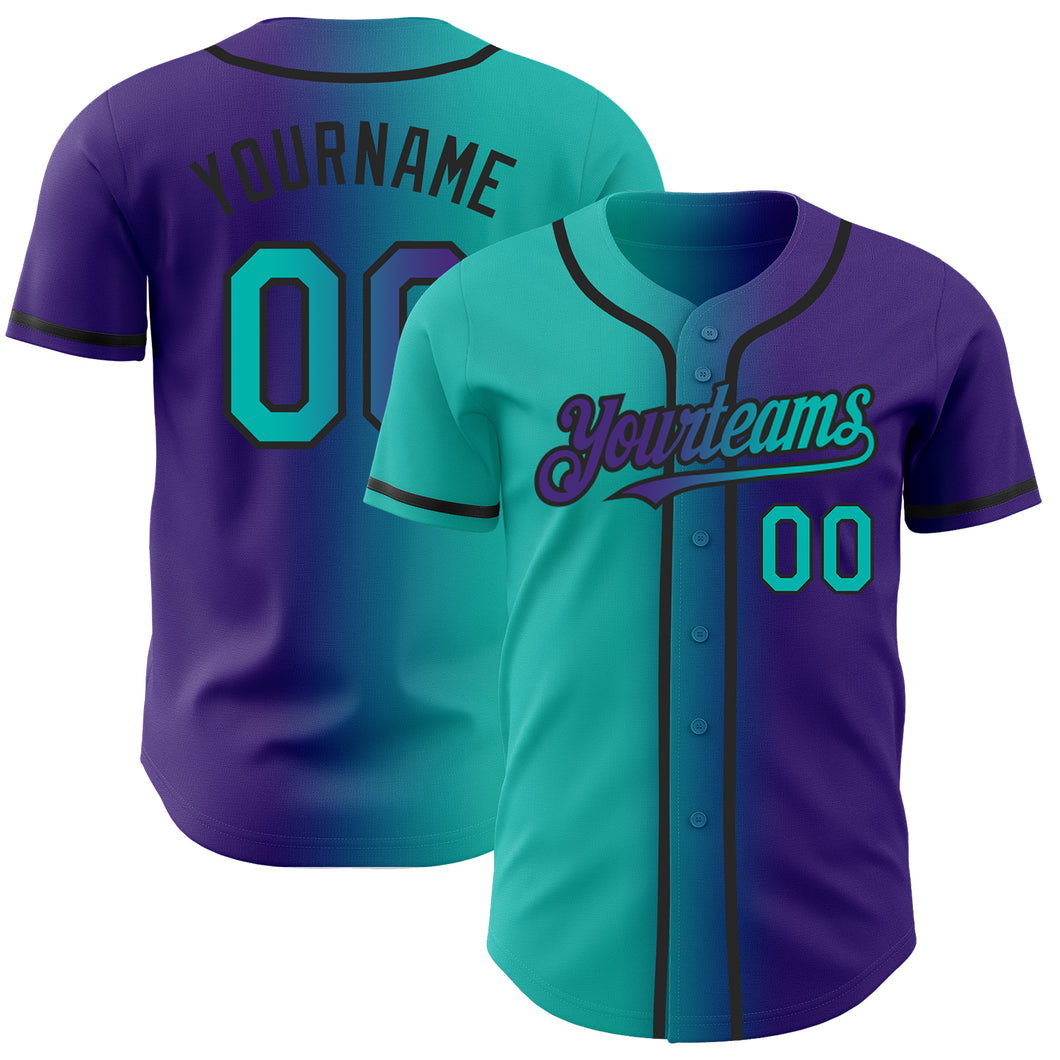 Custom Light Blue Baseball Jersey Aqua-Black 3D Skull Gradient