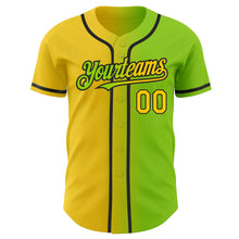 Загрузить изображение в средство просмотра галереи, Custom Neon Green Yellow-Black Authentic Gradient Fashion Baseball Jersey
