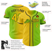 Загрузить изображение в средство просмотра галереи, Custom Neon Green Yellow-Black Authentic Gradient Fashion Baseball Jersey
