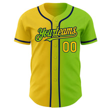 Загрузить изображение в средство просмотра галереи, Custom Neon Green Yellow-Navy Authentic Gradient Fashion Baseball Jersey
