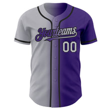 Загрузить изображение в средство просмотра галереи, Custom Purple Gray-Black Authentic Gradient Fashion Baseball Jersey
