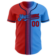 Загрузить изображение в средство просмотра галереи, Custom Electric Blue Red-Navy Authentic Gradient Fashion Baseball Jersey
