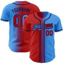 Загрузить изображение в средство просмотра галереи, Custom Electric Blue Red-Navy Authentic Gradient Fashion Baseball Jersey
