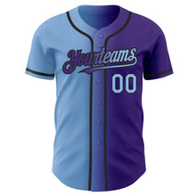 Загрузить изображение в средство просмотра галереи, Custom Purple Light Blue-Black Authentic Gradient Fashion Baseball Jersey
