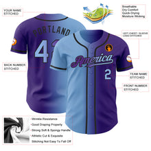 Загрузить изображение в средство просмотра галереи, Custom Purple Light Blue-Black Authentic Gradient Fashion Baseball Jersey
