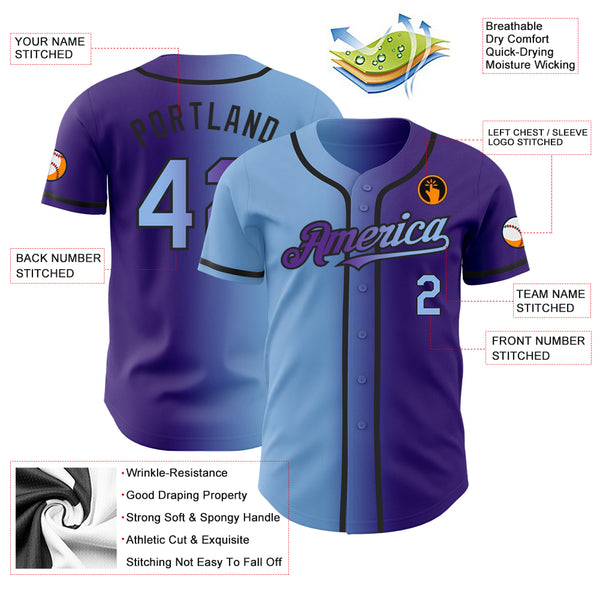 Custom Purple White-Black Authentic Baseball Jersey Discount