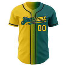 Загрузить изображение в средство просмотра галереи, Custom Teal Yellow-Black Authentic Gradient Fashion Baseball Jersey
