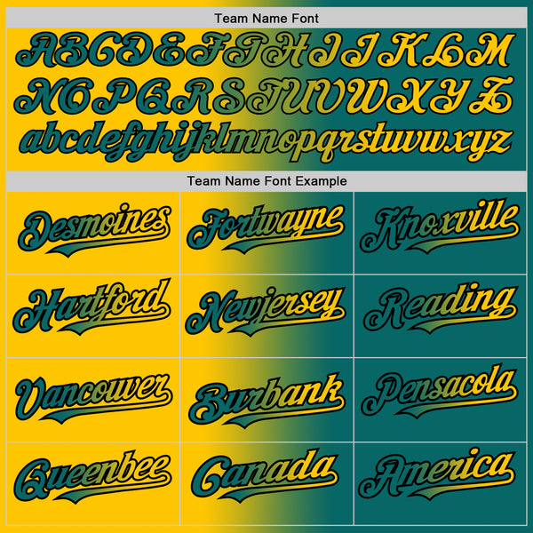 Cheap Custom Teal Yellow-Black Authentic Gradient Fashion Baseball