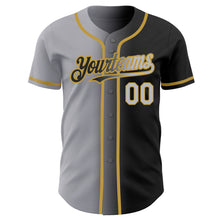 Загрузить изображение в средство просмотра галереи, Custom Black Gray-Old Gold Authentic Gradient Fashion Baseball Jersey
