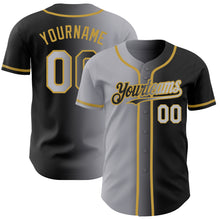 Загрузить изображение в средство просмотра галереи, Custom Black Gray-Old Gold Authentic Gradient Fashion Baseball Jersey
