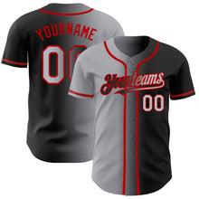 Загрузить изображение в средство просмотра галереи, Custom Black Gray-Red Authentic Gradient Fashion Baseball Jersey
