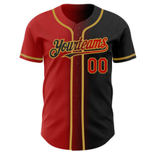 Load image into Gallery viewer, Custom Black Red-Old Gold Authentic Gradient Fashion Baseball Jersey
