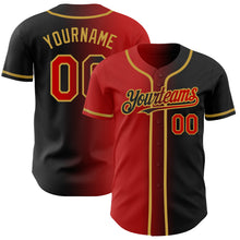 Load image into Gallery viewer, Custom Black Red-Old Gold Authentic Gradient Fashion Baseball Jersey
