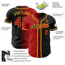 Load image into Gallery viewer, Custom Black Red-Gold Authentic Gradient Fashion Baseball Jersey
