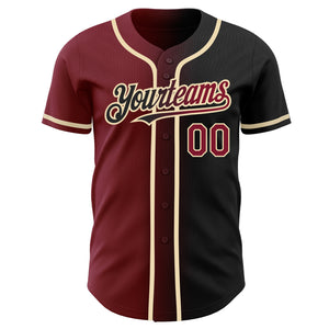 Custom Black Crimson-City Cream Authentic Gradient Fashion Baseball Jersey