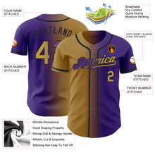 Загрузить изображение в средство просмотра галереи, Custom Purple Old Gold-Black Authentic Gradient Fashion Baseball Jersey
