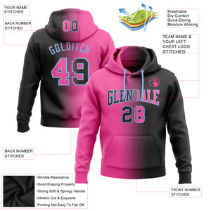 Custom Stitched Black Pink-Light Blue Gradient Fashion Sports Pullover Sweatshirt Hoodie