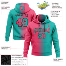 Laden Sie das Bild in den Galerie-Viewer, Custom Stitched Aqua Neon Pink-Black Gradient Fashion Sports Pullover Sweatshirt Hoodie
