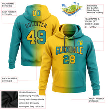 Laden Sie das Bild in den Galerie-Viewer, Custom Stitched Teal Yellow-Black Gradient Fashion Sports Pullover Sweatshirt Hoodie
